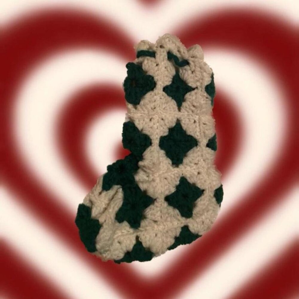 green & white small christmas stocking 🎄